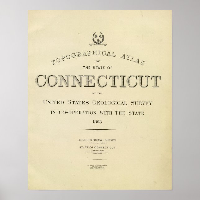 Pôster Tópico de página de título atlas Connecticut (Frente)