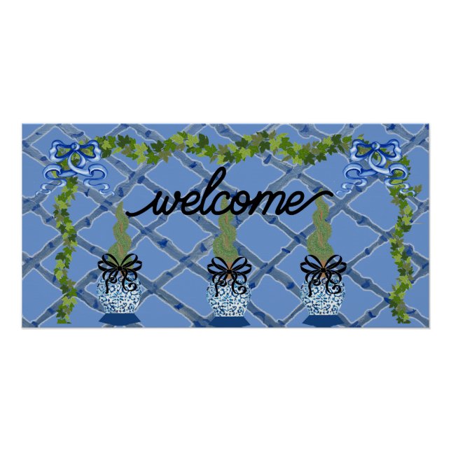 Pôster Tópico de potes de gengibre azul da China (Frente)