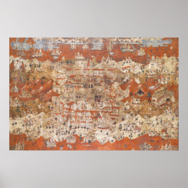 Pôster Topografia do século 15 palestiniano da Terra Sant (Frente)