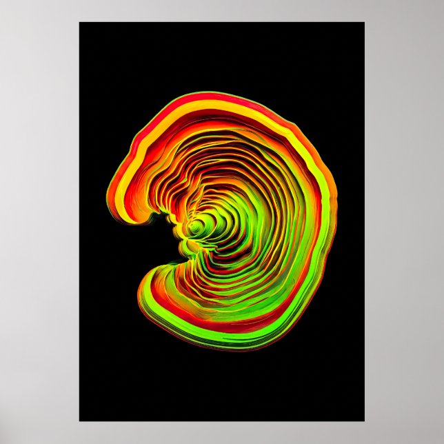 Poster Topografia Térmica Neon Vibrante Abstrata 3D (Frente)