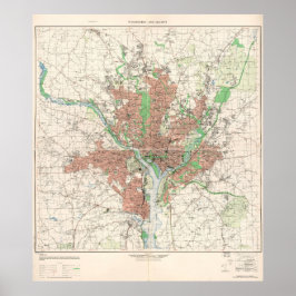 Poster Topographic Map of Washington, D.C. 1953
