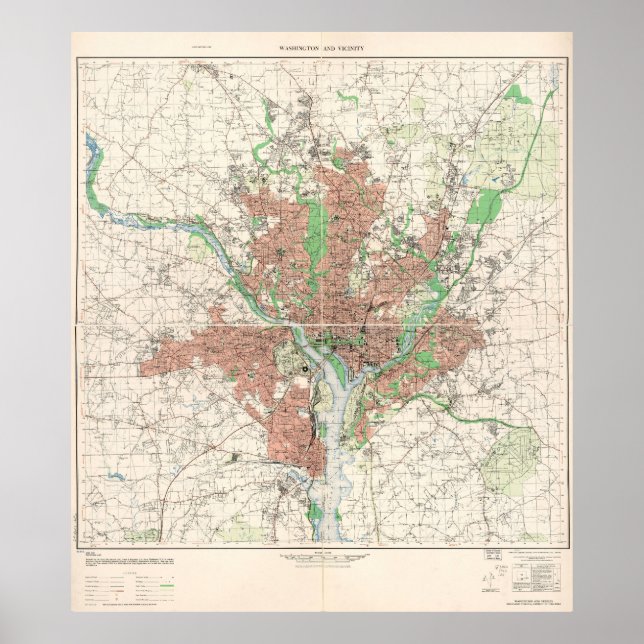 Poster Topographic Map of Washington, D.C. 1953 (Frente)