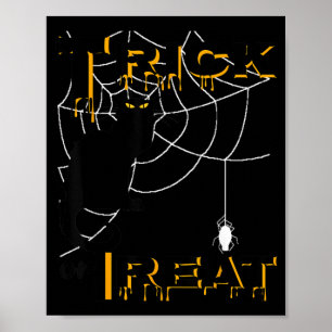 Poster Tops de Gato Preto de Teia de Aranha de Halloween 