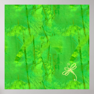 Pôster Toque De Arte De Libélula Do Dragão Verde