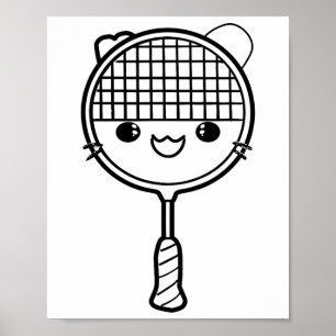 Poster Toque de Cartoon de Badminton Racket