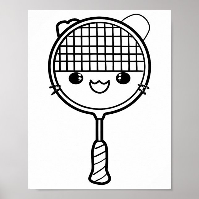 Poster Toque de Cartoon de Badminton Racket (Frente)