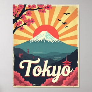 Poster Tóquio em Flor - Cartaz de Viagem Retro