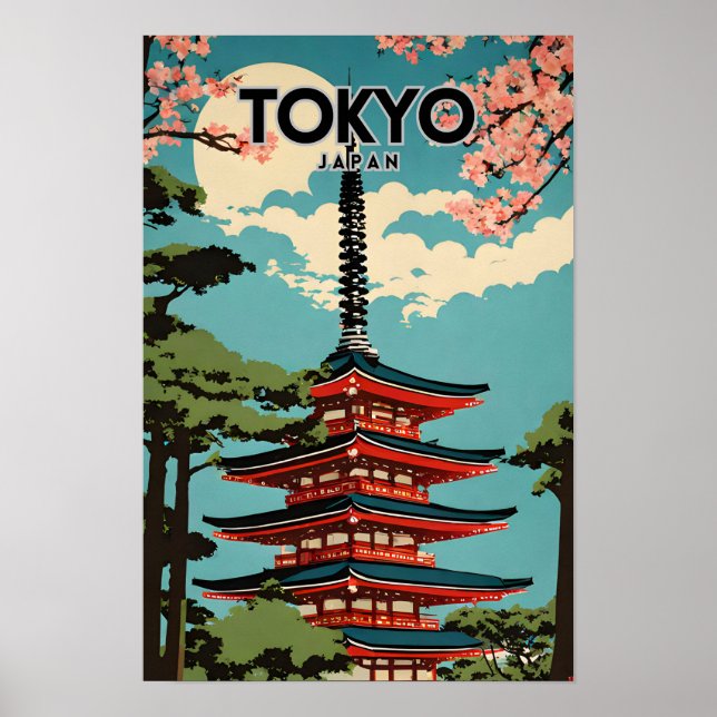Poster Tóquio Japão - Arte retrô-Viagem (Frente)