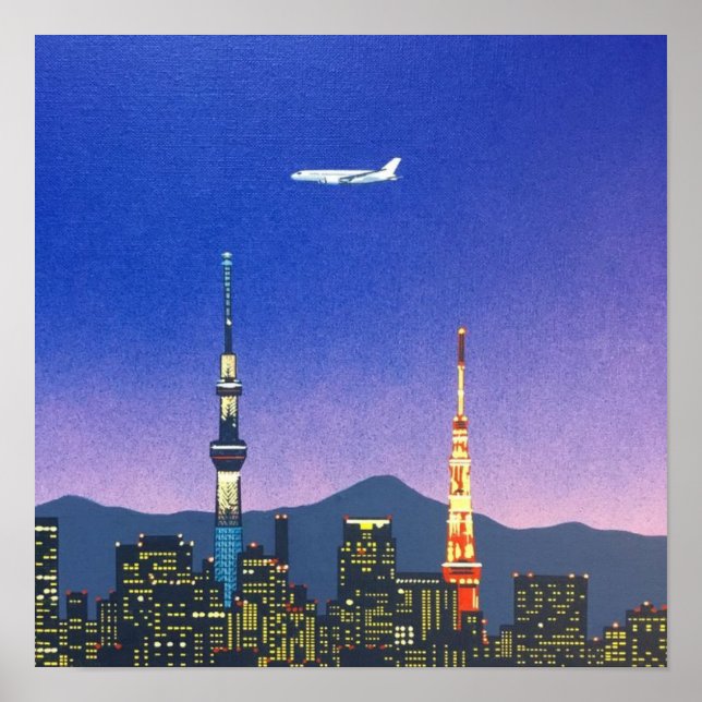 Poster Tóquio Japão Skyline 80s Hiroshi Nagai Art (Frente)