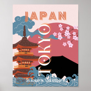 Poster Tóquio Japão Viagem Art, Retro-Viagem Art