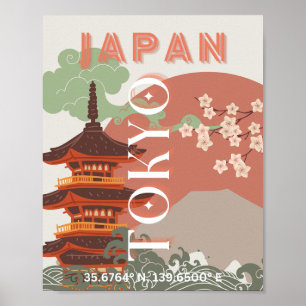 Poster Tóquio Japão Viagem Art, Retro-Viagem Art