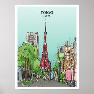 Poster Tóquio Japão - Viagens vintage de Arte Escrita