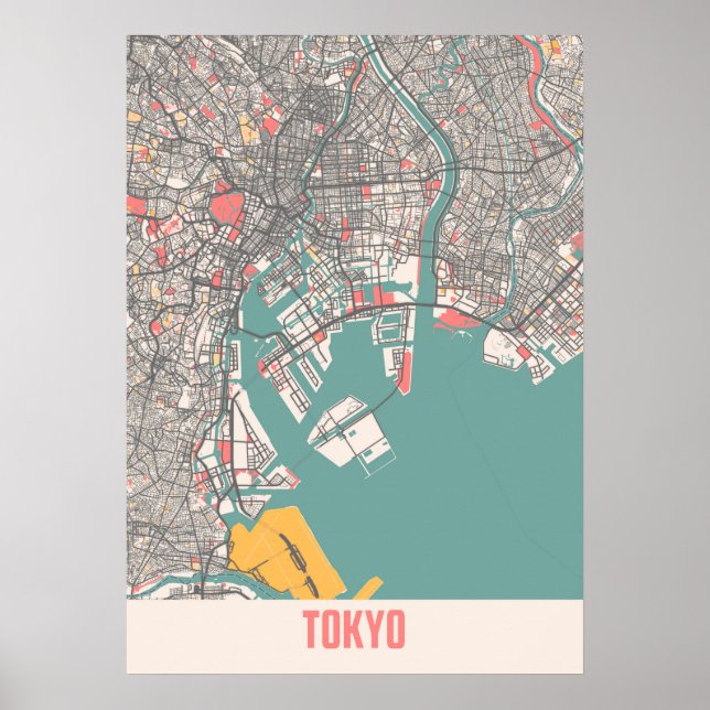 Poster Tóquio - Mapa da Cidade do Chalk no Japão (Frente)