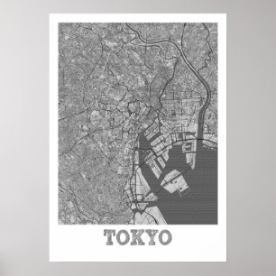 Poster Tóquio - Mapa da Cidade do Lápis do Japão