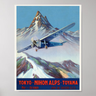Poster Tóquio - Nihon Alpes - Toyama Japão Cartaz Vintage
