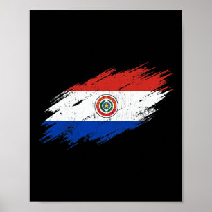 Poster Torcedor de Futebol do Paraguai Bandeira Rasgada O