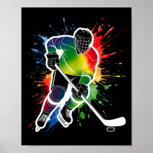 Poster Torcedor de Hóquei no Gelo Colorido Camisa Tie Dye