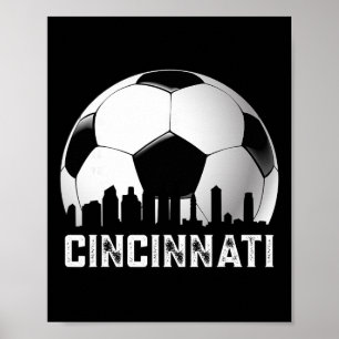 Poster Torcedores de Futebol de Cincinnati Distressed Vin