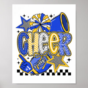 Poster Torcida Pé Cheerleading Líder de Torcida Azul Mulh
