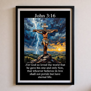 Poster Torcida Relâmpago do Nascer do Sol João 3:16 Cruz