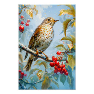 Pôster Tordove na Paisagem Invernal, Arte Impressionista