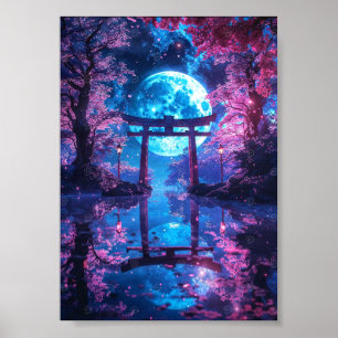 Poster Torii Japonês Enfeitiçado ao Luar