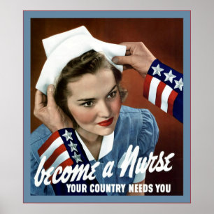 Poster Torna-se uma enfermeira do vintage do ~ da
