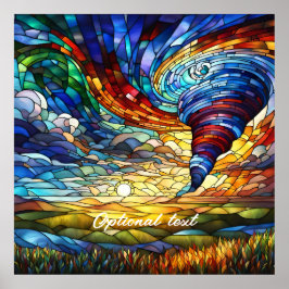 Poster Tornado Colorido Arte de Vidro Manchada