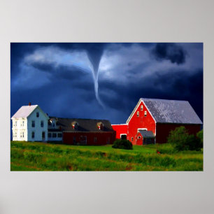 Poster Tornado Red Barn Storm Extreme