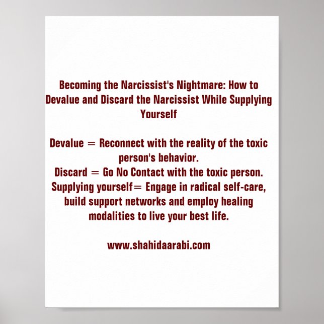 Poster Tornando-se o Lembrete do Pesadelo do Narcisista (Frente)