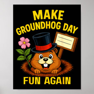 Poster Torne o Dia do Groundhog Divertido Novamente Amant