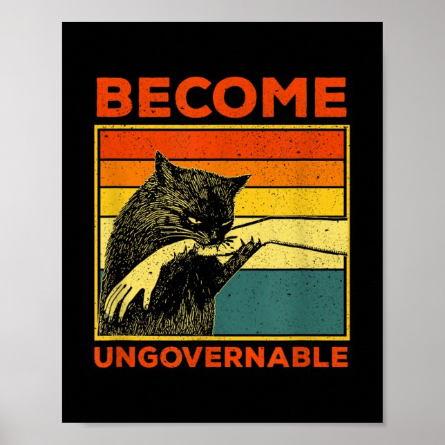 Poster Torne-se ingovernável - Gato Negro Mordendo Mão En (Frente)