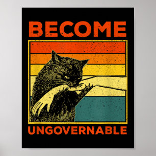 Poster Torne-se ingovernável - Gato Negro Mordendo Mão En
