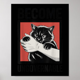Poster Torne-se ingovernável - Gato Negro Mordendo Mão En