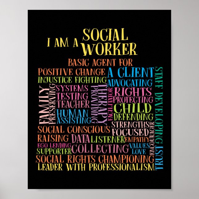 Poster Tornei-Me Uma Nuvem De Palavras De Trabalho Social (Frente)