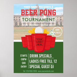 Poster Torneio de Beer Pong Universitário adicione logoti