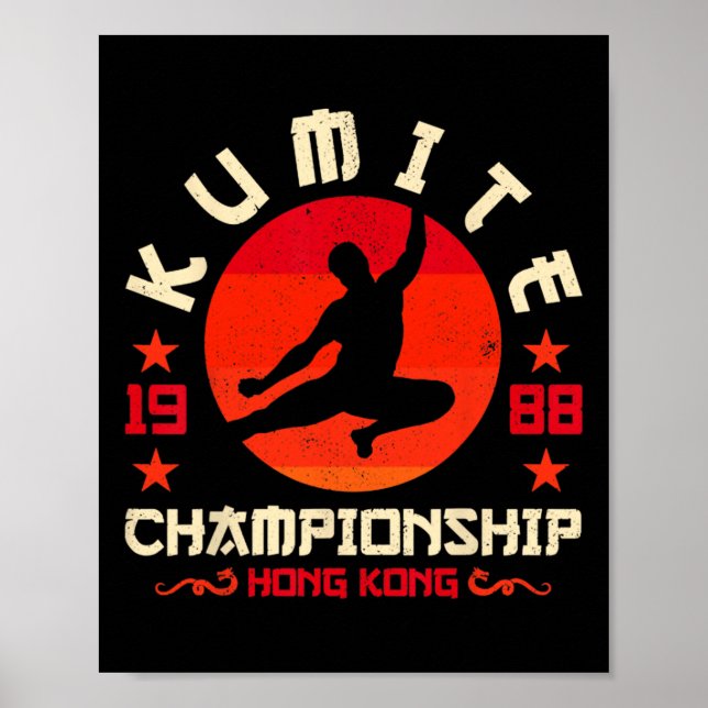 Poster Torneio de Kumite Retro Funny Viral Karate (Frente)