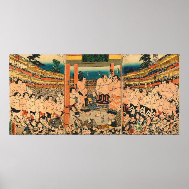 Poster Torneio de Sumô Utagawa Kunisada 1829 (Frente)