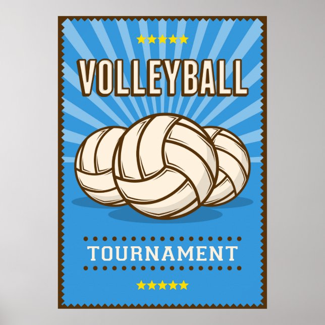 Poster Torneio de Voleibol Vintage (Frente)