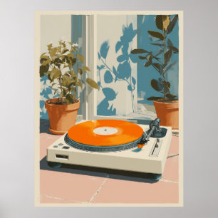 Poster Torno giratório ensolarado com Vinil Laranja