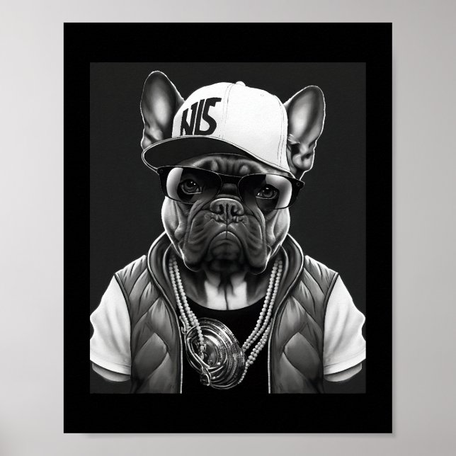Poster Tornozelo Francês Engraçado Rapper Hip Hop Star (Frente)
