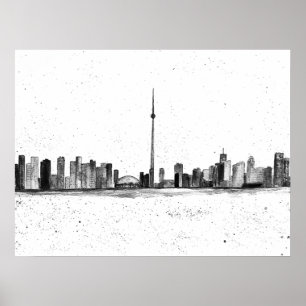 Poster Toronto Canada Skyline Vintage CN Tower