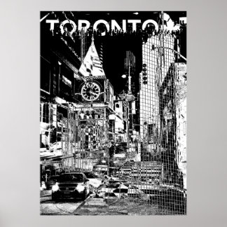 Poster ࿗ Toronto, colagem a preto e branco