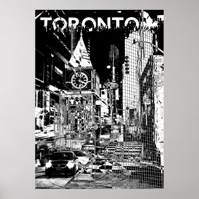 Poster ࿗ Toronto, colagem a preto e branco (Frente)