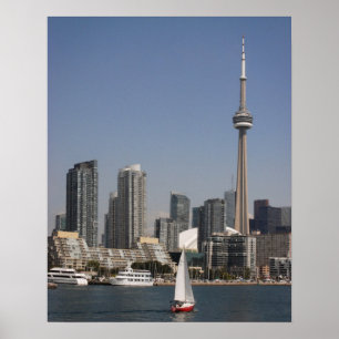 Pôster Toronto Harbor Skyline com Red Boat