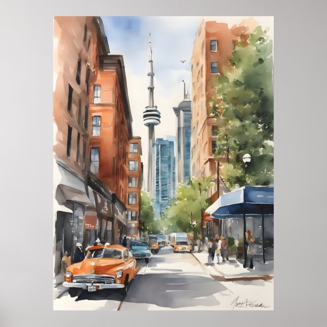 Poster Toronto watercolor art (Frente)