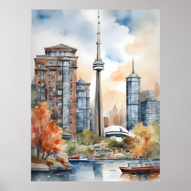 Poster Toronto watercolor art (Frente)