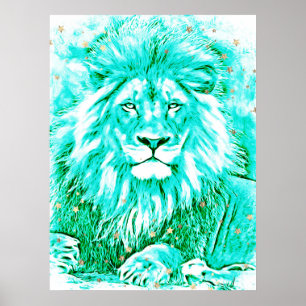 Poster *~* Torquoise Art Celestial LION AP23