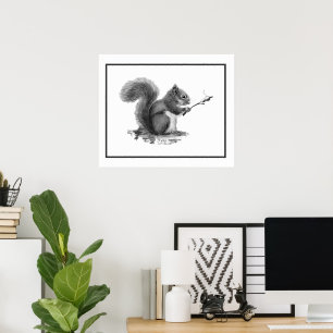 Poster Torrada de Esquilo em Aquarela Animais de Marshmal