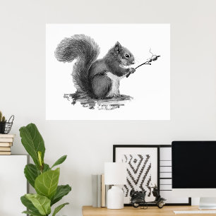 Poster Torrada de Esquilo em Aquarela Marshmallow Animal